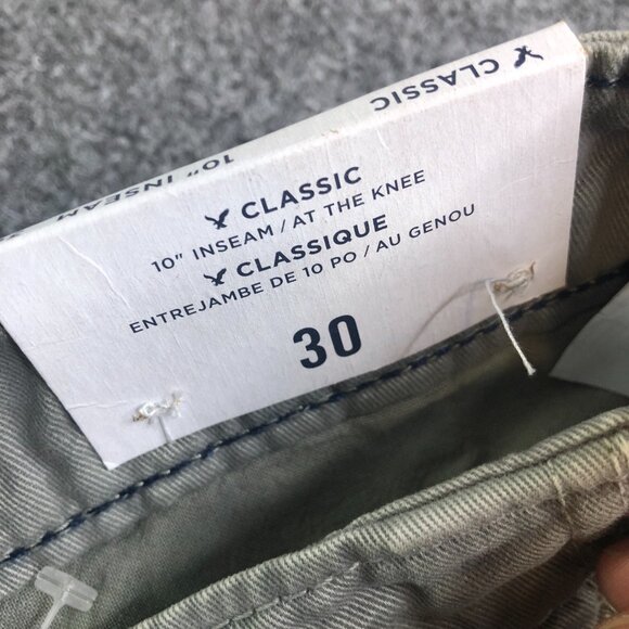American Eagle Chino Shorts Mens 30 Gray Awesome Wash Stretch Classic Preppy 10" - Picture 5 of 14